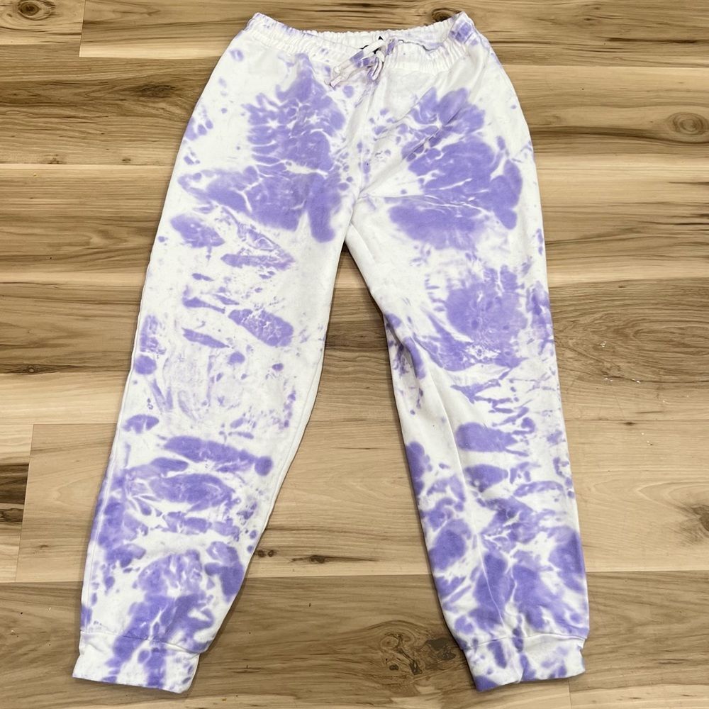 Nasty Gal White & Lavender Tie-Dye Joggers